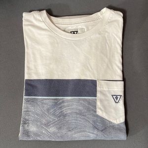 MEN’S VINTAGE WHITE COLOR BLOCK VISSLA TEE WITH POCKET - Size M